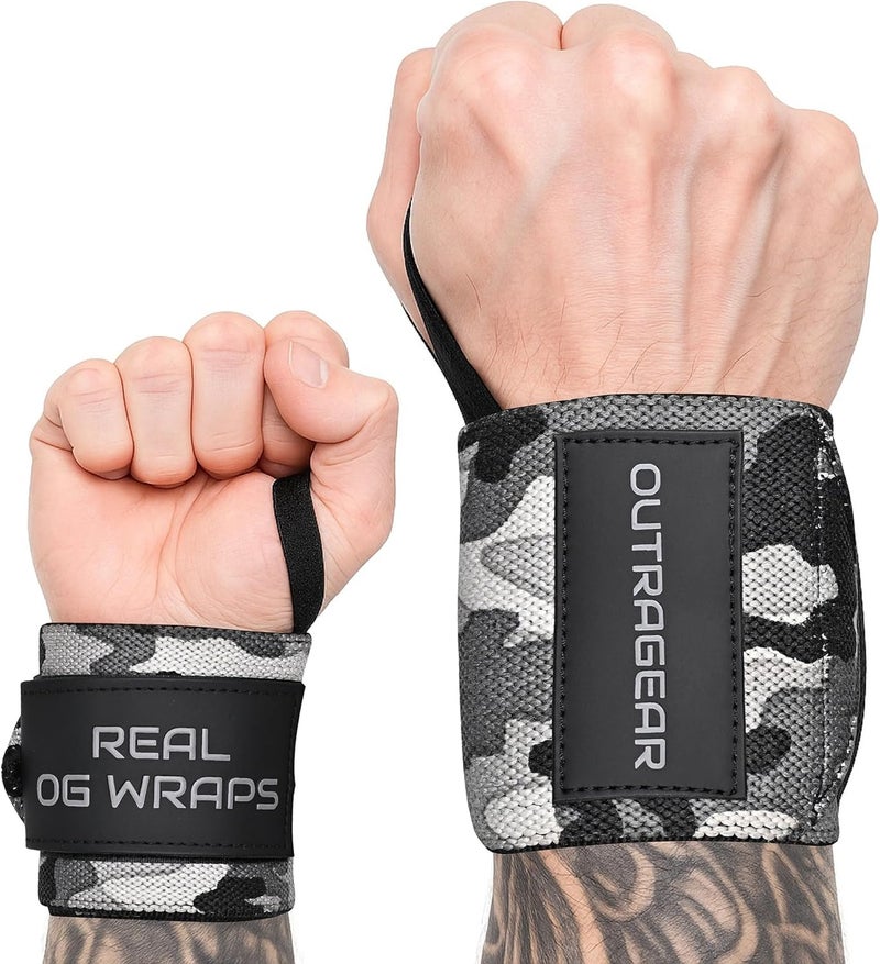 OUTRAGEAR 18" OG-Grade Wrist Wraps for Weightlifting – Heavy Duty Wrist Support with Thumb Loop & Lockdown Strap – Wrist Straps for Powerlifting, Bench Press & Gym Training - Image 1